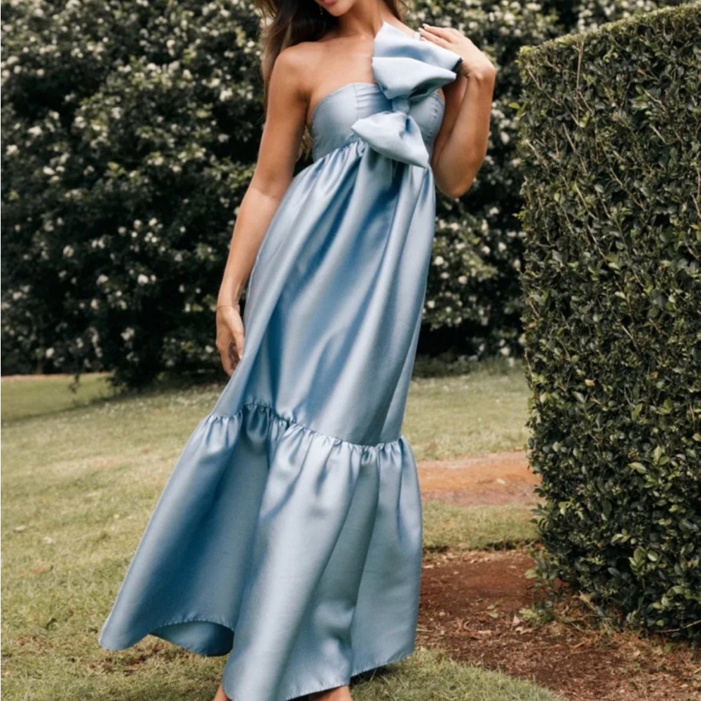 Petal & Pup Betina Bow Blue Dress